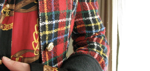 plaid-jacket-silk-blouse
