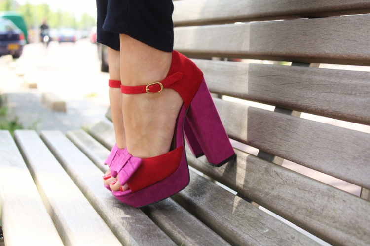 Red and pink shoes
