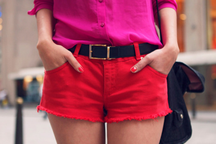 red and pink shorts